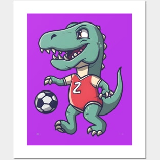 Cool dinosaur playing football Posters and Art